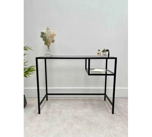 Журнальный столик стеклянный металлический, черный