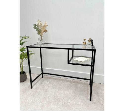 Журнальный столик стеклянный металлический, черный