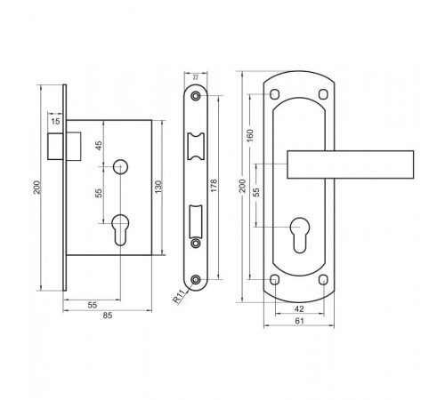 Замок врезной Imperial 63213 S