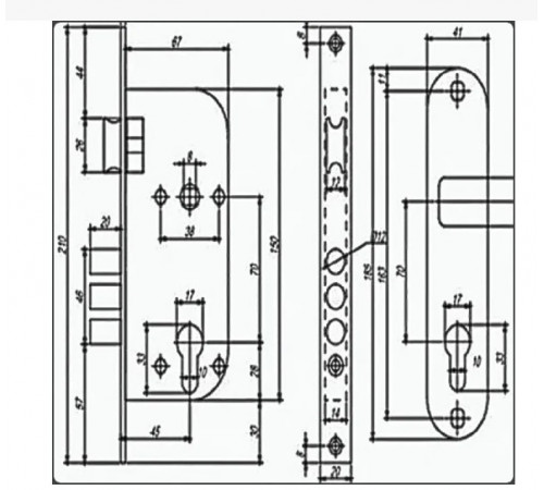 Комплект врізного замка KEDR 1523-M60-G з ручками та лазерним ключем
