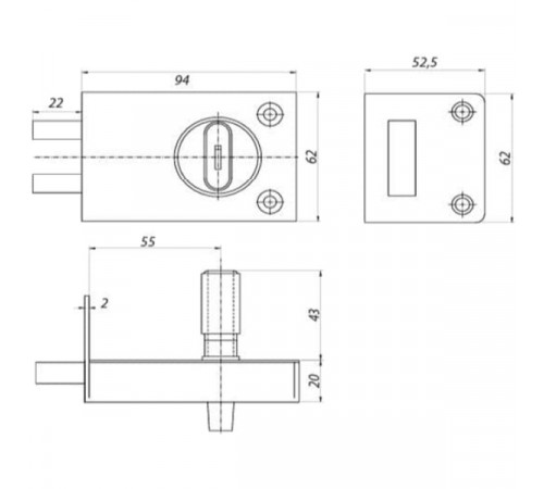 Замок накладной KEDR ЗН-2