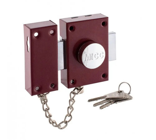 Замок накладной MEGO 222 один ригель с цепочкой 3 ключа