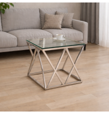 Кавовий стіл CD-2 прозорий срібло Vetro