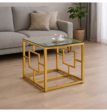 Кавовий стіл CL-2 прозрачний золото Vetro