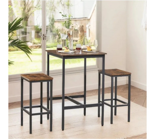 Квадратный барный стол с 2 барными стульями