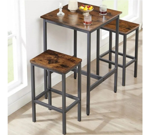 Квадратный барный стол с 2 барными стульями