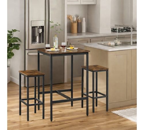 Квадратный барный стол с 2 барными стульями