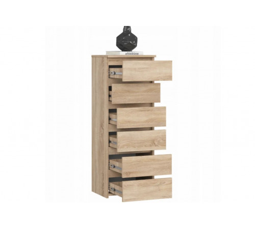 Высокий комод с 6 ящиками дуб Сонома, MSM