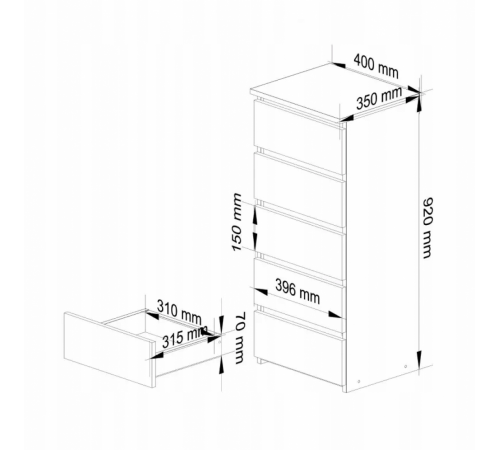 Комод дуб Сонома 40 см MSM — стильный компактный комод.