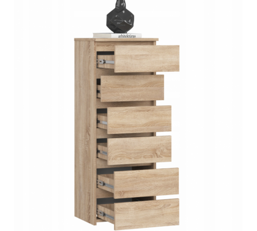 Высокий комод с 6 ящиками дуб Сонома, MSM