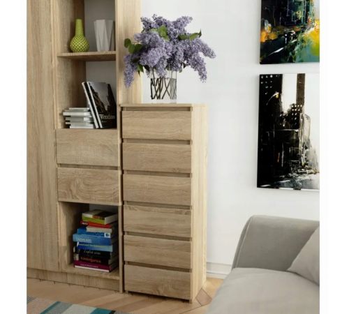 Высокий комод с 6 ящиками дуб Сонома, MSM