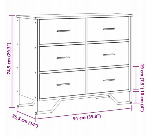 Комод дуб Сонома 91×35,5×74,5 см – надежный и просторный комод от MSM.