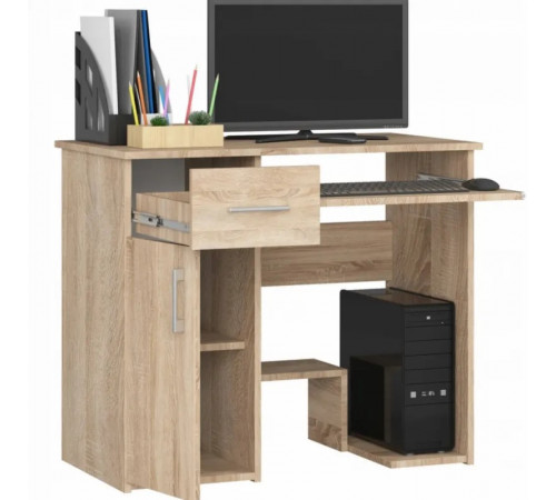 Компьютерный стол, 1 ящик, 2 полки, дуб сонома
