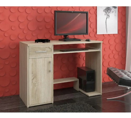 Компьютерный стол, 1 ящик, 2 полки, дуб сонома