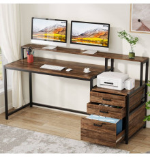 Комп'ютерний стіл, офісний стіл з ящиками та підставкою для монітора.