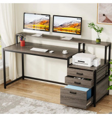 Комп'ютерний стіл, офісний стіл з ящиками та підставкою для монітора.