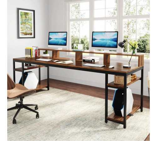 Компьютерный стол с полкой под монитор и 4 открытыми полками