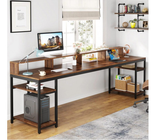 Компьютерный стол с полкой под монитор и 4 открытыми полками