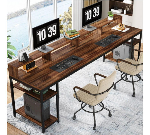 Компьютерный стол с полкой под монитор и 4 открытыми полками