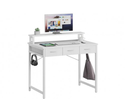 Компьютерный стол с выдвижными ящиками, подставкой для монитора и крючками