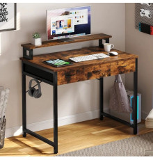 Комп'ютерний стіл з висувними ящиками підставкою для монітора та гачками