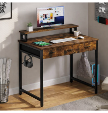 Компьютерный стол с выдвижными ящиками подставкой для монитора и крючками