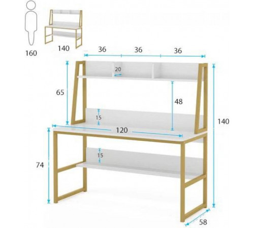 Компьютерный стол в стиле лофт с металлическим каркасом