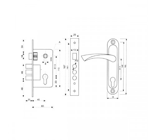 Комплект замка KEDR 1023-M60 АВ