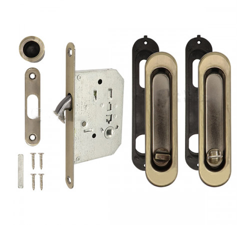 Комплект замка для раздвижной системы KEDR (механизм+ручки+зв.планка) AB бронза