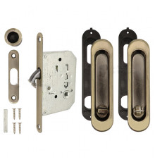 Комплект замка для розсувної системи KEDR (механізм + ручки + зв.планка) AB бронза