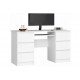 Компьютерный стол A-11 135 см (6 ящиков, 1 полка), белый