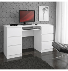 Компьютерный стол A-11 135 см 6 ящиков 1 полка, белый