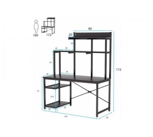 Компьютерный стол для домашнего офиса с полками