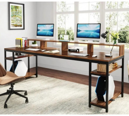 Компьютерный стол с полкой под монитор и 4 открытыми полками