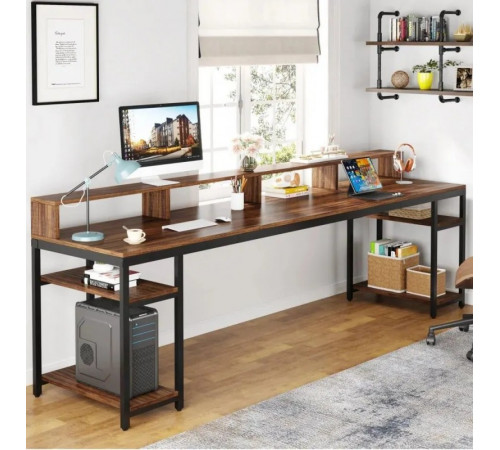 Компьютерный стол с полкой под монитор и 4 открытыми полками