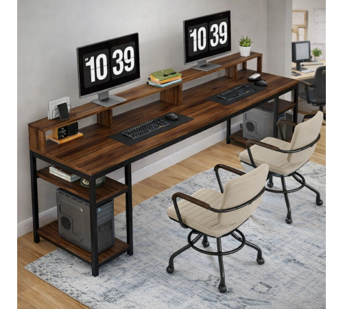 Компьютерный стол с полкой под монитор и 4 открытыми полками