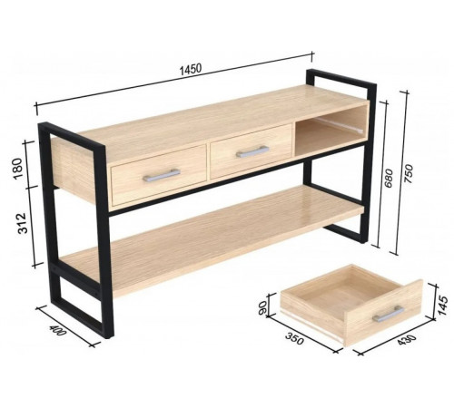 Консоль с ящиками L-145 Хром MSMLOFT