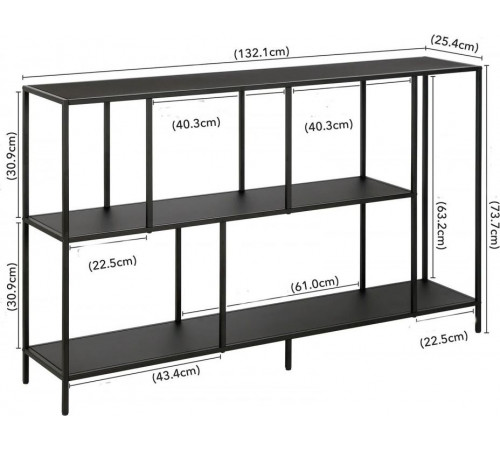 Консольный стол лофт 132×25×73 см (металл черный, ЛДСП)