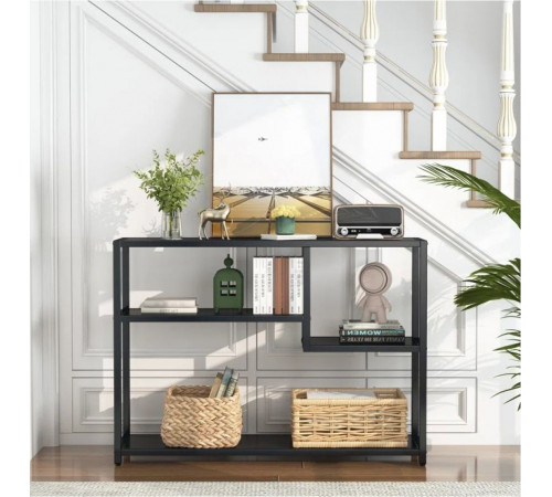 Консольный стол в прихожей с полками для хранения