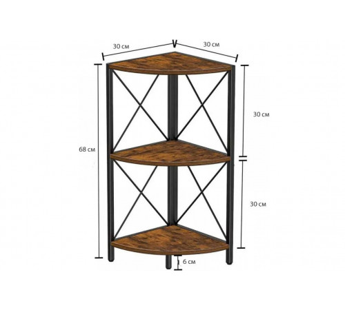 Угловая полка Snughome с металлическим каркасом MSM — компактный стильный элемент для дома или офиса