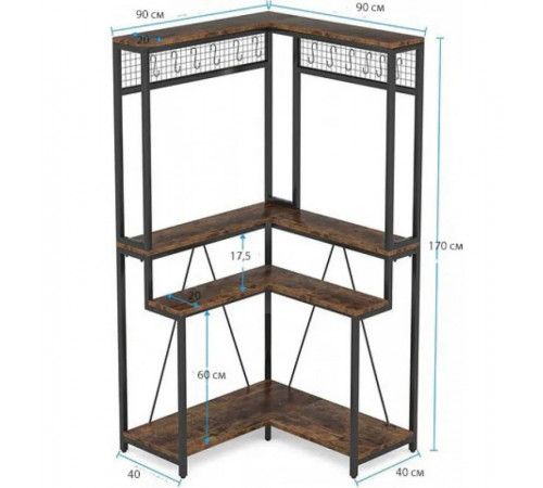 Кутова підставка для рослин із 15 підвісними гачками