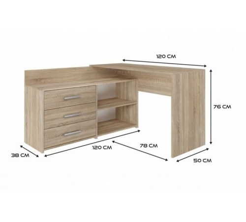 Угловой стол, дуб сонома