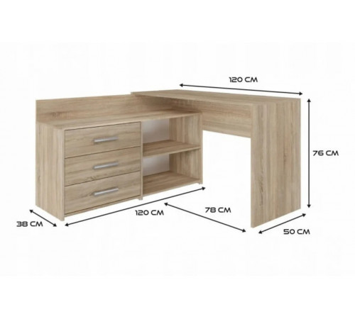 Угловой стол, дуб сонома