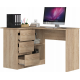 Угловой стол B16 — 3 ящика, 2 полки, дуб сонома