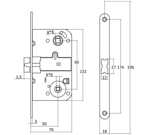 Межкомнатный механизм KEDR 410B WC NI