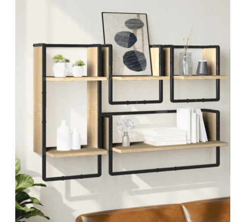 Набор из 4 настенных полок дуб Сонома