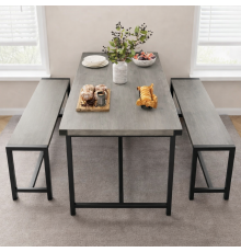 Набір обіднього столу на 4 персони з 2 металевими лавками.