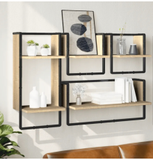 Набір із 4 настінних полиць, дуб сонома