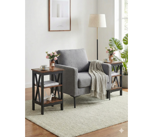 Приставной столик "Alsa" в стиле Лофт (60х40х30 см)