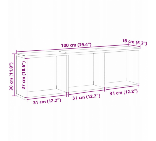 Настенная полка 100×16×30 см дуб Сонома